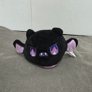 TeeTurtle Plushiverse Reversible Bat Plush Black Purple Flame Eyes Pastel Sleep